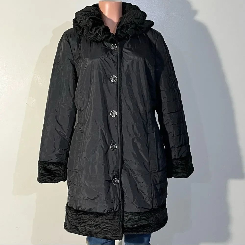 Dennis Basso Reversible Water Resistant to Faux Fur Coat